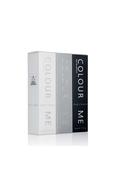 Colour Me Men's perfume gift set Colour Me White, Silver, Black, Milton-Lloyd Fragrances, 3 x 50 ml