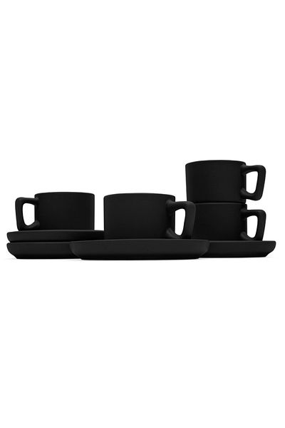Berlinger Haus Set of espresso cups with saucers 8 pcs 100 ml Matte Black Collection