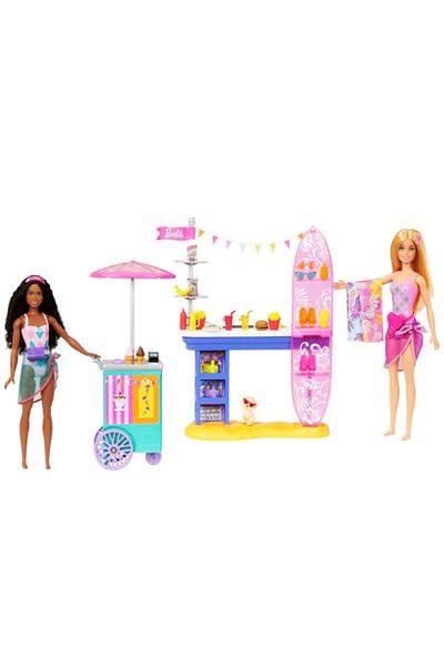 mattel Set de joaca Barbie – Promenada de pe plaja, cu papusile Barbie „Brooklyn” & „Malibu”