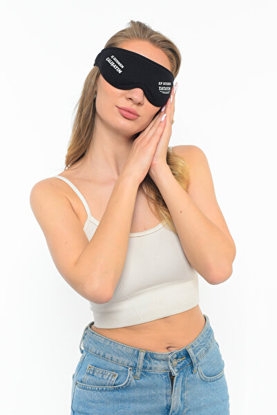 AY'S SHOP ONLİNE Mască de dormit unisex din bumbac lavabilă Anti-lumină Negru...