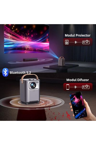 Velixo Portable WiFi Projector, Bluetooth, 9000 Lumens, 1080P, HDMI/USB, Zoom, Remote