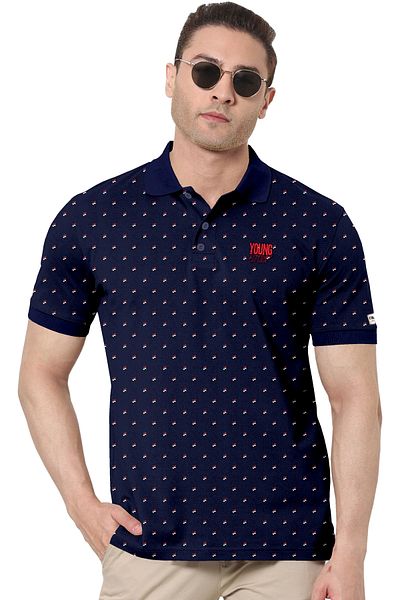 COLOR HUNT 100% Cotton Mens Collar Neck T- Shirt with Treding Prints