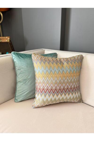 ref crea Marea Zigzag Patterned Woven Throw Pillow Case Mustard