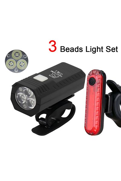 Choice 3 Beads Set Usb Rechargeable Bike Light Front Light Red Taillight Easy To Install 3 Modes Bicycle Ac
