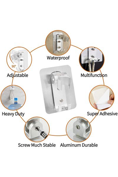 Jsmtkj Set of 4 Jsmtkj shower head holders, aluminum, silver, 10 x 7.5 x 6 cm