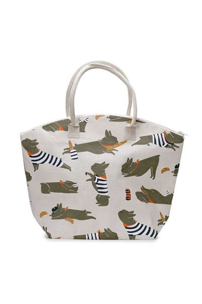 Puckator Bertrand French Bulldog Jute Zippered Beach Bag