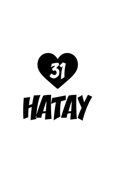 Reysa Tasarım ملصق سيارة على شكل قلب 31 هاتاي مقاس 17x17 سم باللون الأسود