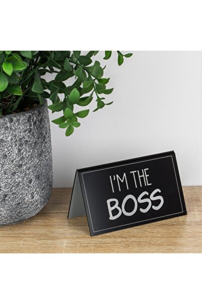 OEM Desk Support, Plastic, Message 'I'm the Boss', Black, 11.5x6x7cm