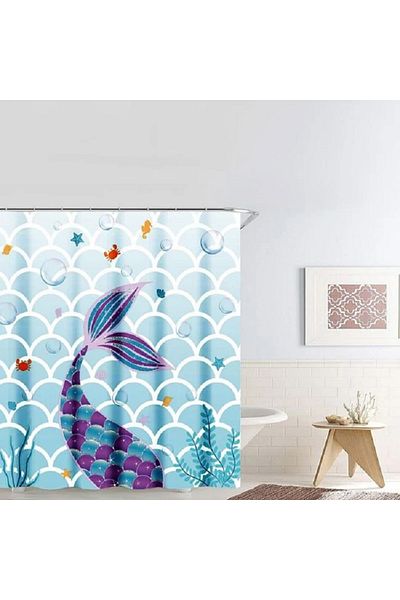 OEM Perdea dus PEVA, dimensiune 180x180 cm, prindere 12 inele, Sirena