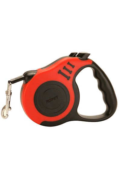 Ropet Retractable leash with ergonomic handle and brake button, tape type, Length 3m, Red