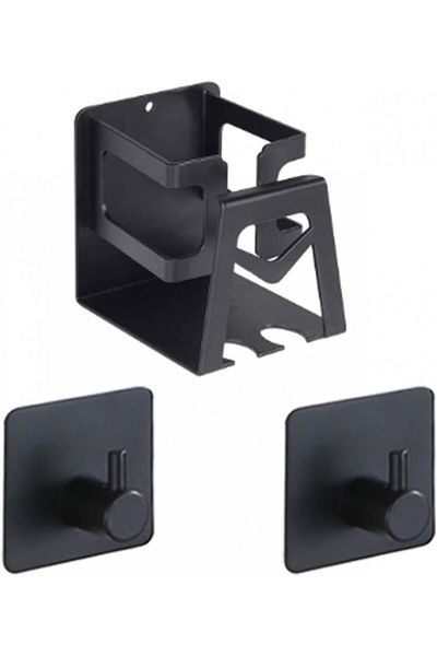 ColevoHo Set suport pentru pastă de pastă și periuță de păr și două cârlige multifuncționale ColevoHo, negru, metal