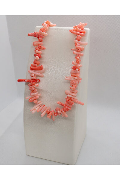 Luna قلادة من الحجر الطبيعي المرجاني الوردي