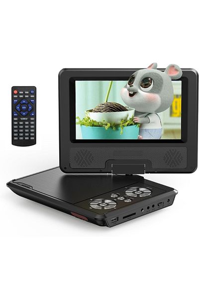 Velixo Portable DVD Player 7.5" HD, 270° rotatable, Remote, USB/SD/CD/AV, Car Charger, 800x488 resolution