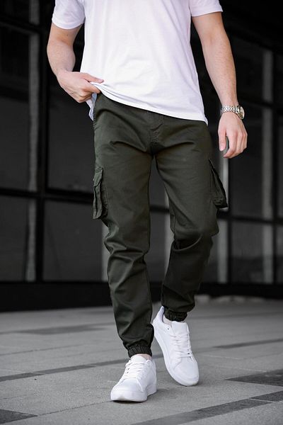 Pobudo Cargo Pocket Gabardine Fabric Khaki Color Men's Trousers