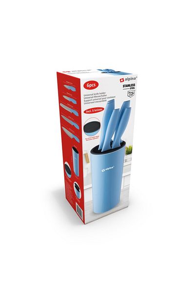 Alpina Knife set in holder 6 pcs blue