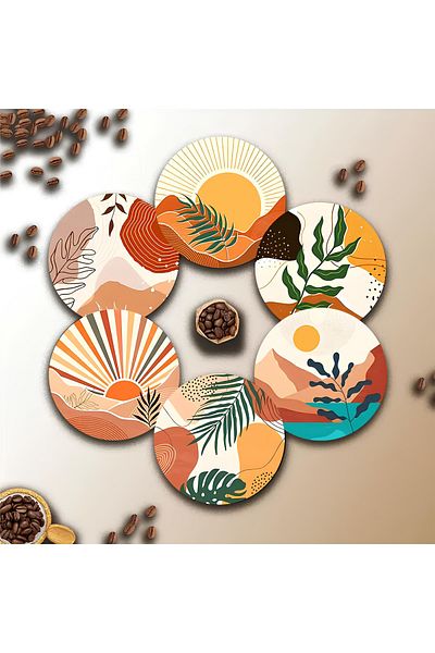 kutuTR 6-Piece Wooden Coasters Brd-004