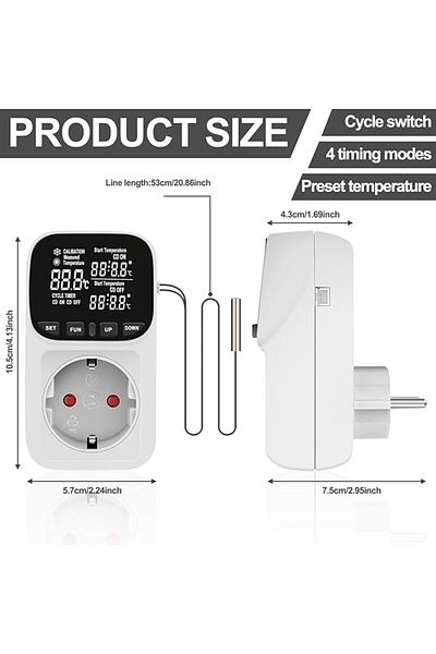 zeevos Smart socket with thermostat, ZEEVOS, programmable, with temperature sensor,