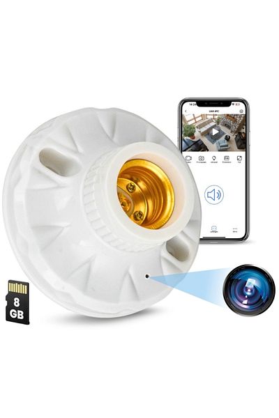 iUni Μίνι κάμερα Full HD SB1, υποδοχή λαμπτήρα E27, Wi-Fi, 8GB, ζωντανή προβολή σε τηλέφωνο