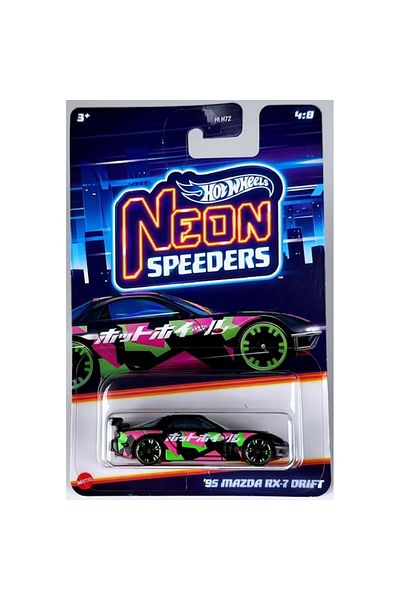 HOT WHEELS Diecast Car, Neon Speeders `95 Mazda RX-7 Drift, 1:64, Black