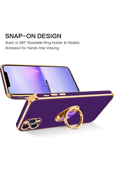 Generic Phone Case For iPhone 14 Pro Max 360°Rotatable Ring Holder Magnetic Kickstand , Girl Women Boy
