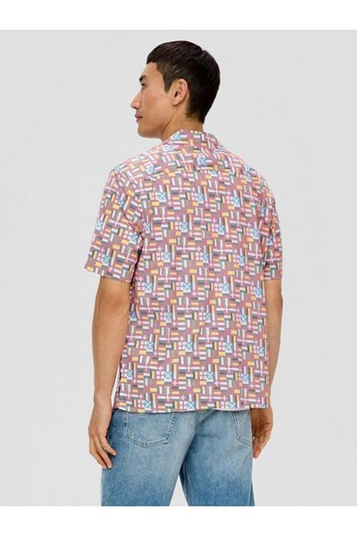 s.Oliver Men's Short-sleeved Shirt, Regular Fit, Light Red