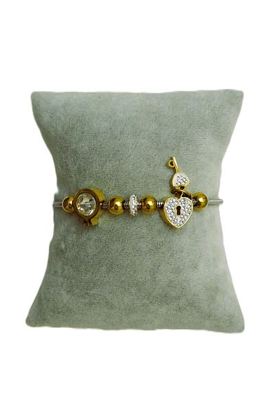 Pelek Butik Heart Key Charm Steel Bracelet Tch23