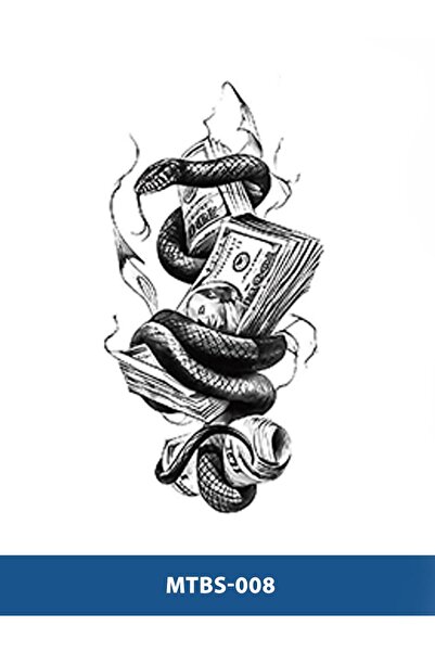 Attach MTBS-009 ORTA BOY DOLAR VE KOBRA YILAN DESEN GEÇİCİ DÖVME-TATTO