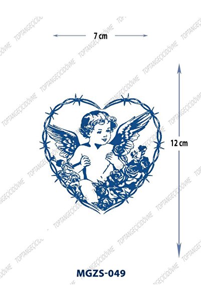 Attach MGZS-049 YARI KALICI DİKENLİ KALP İÇİ MELEK ÇOCUK DESEN DÖVME-TATTO