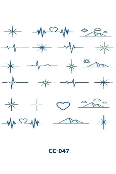 Attach CC-047 YARI KALICI KALP VE RİTİM ÇOKLU DESEN PARMAK VE VUCUT DÖVME-TATTO