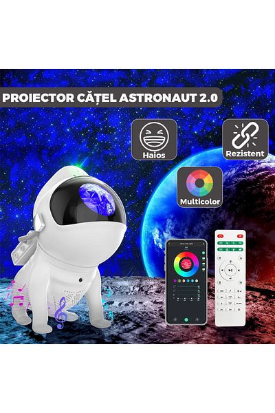 Teno Catel Astronaut 2.0 Teno® Star Projector, night light for children, bluetooth speaker, white