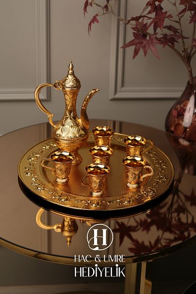 Hac Umre Hediyelik Zemzem Team |   Gold Zemzem Presentation Set |   Zemzem Tray, Jug and Cup Set
