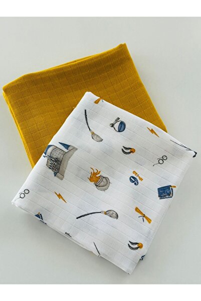 Fulya Tuhafiye طقم بطانية أطفال موسلين قطن 100% مكون من قطعتين غطاء موسلين مع...