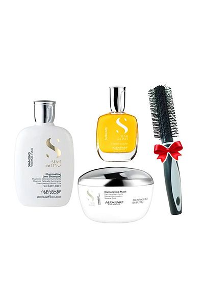 Alfaparf Milano Set Alfaparf Semi Di Lino Diamond Shine: Șampon 250ml + Mască 200ml + Ser 50ml + Perie Rotundă