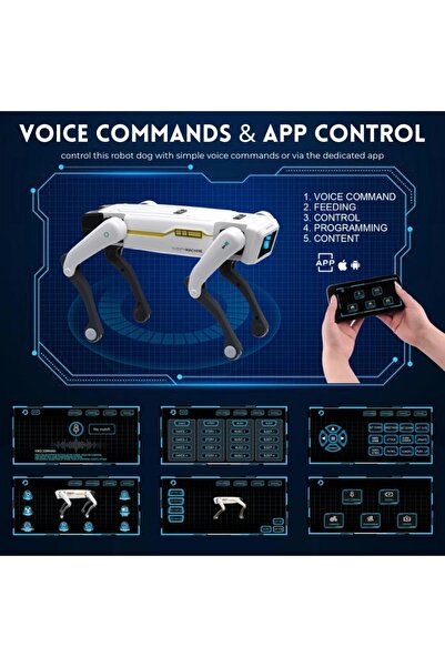 iUni Câine robot inteligent 8002, telecomandă, aplicație, comenzi vocale, programabil, peste 25 de funcții