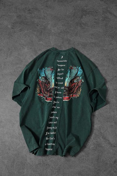 Slatra Ανδρικό μπλουζάκι με πράσινο Viper Custom Washed Fabric Oversize