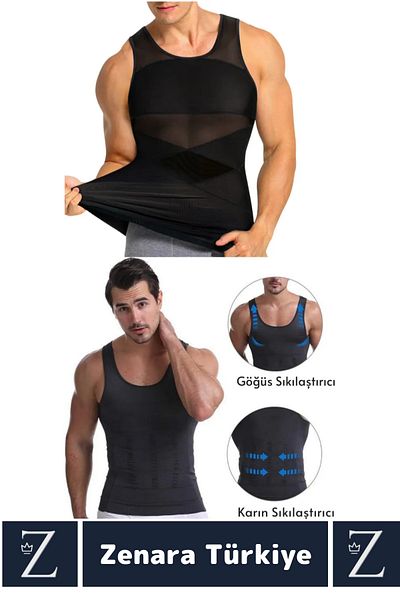Zenara Gynecomastia Erect Posture Belly Chest Tightening Tightening Ultra Elastic Men's Singlet Corset 2Pcs