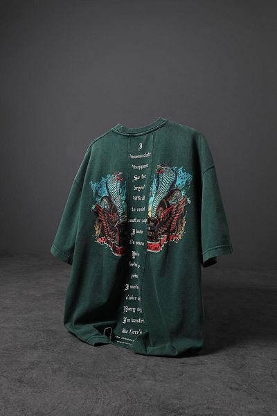 Slatra Ανδρικό μπλουζάκι με πράσινο Viper Custom Washed Fabric Oversize