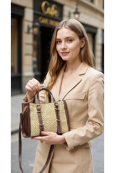 PayBuy Women's Knitted Textured Mini Stylish Bag with Cross Strap and Zipper, Suitable for Hand and Shoulder Use