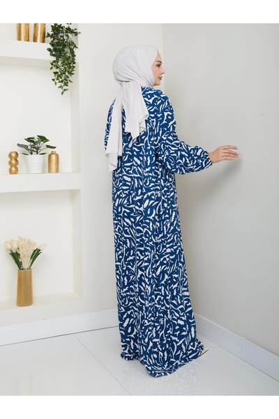 Nevayla Moda Φόρεμα με μοτίβο με στυλ βισκόζης - Μπλε / E0131