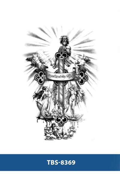 Attach TBS-8369 ORTA BOY ZEUS VE HAÇ DESEN GEÇİCİ DÖVME-TATTO