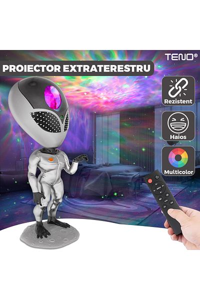Teno Teno® Light Projector, alien type, 360 degree rotation, brightness adjustment, gray
