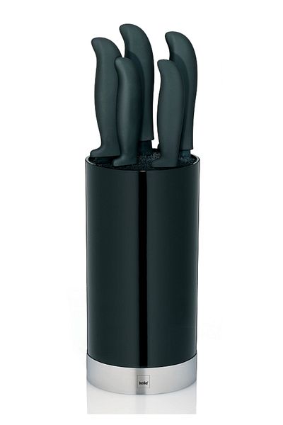 KELA Keck Lang Set of 5 kitchen knives in ACIDA black holder