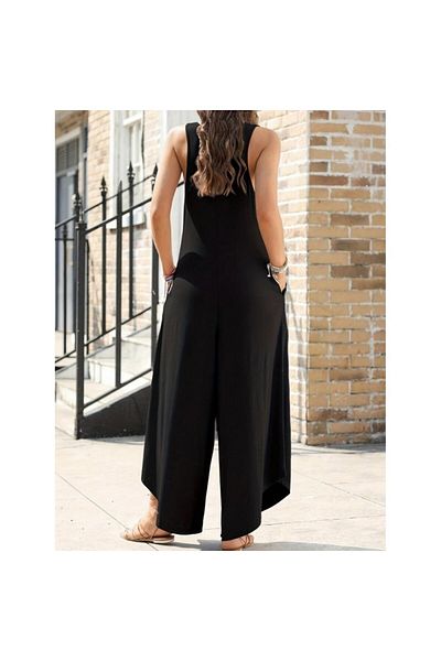 BAYAN Hanging Round Neck Pocketed Long Viscosse Jumpsuit