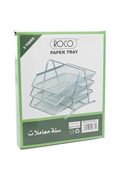 Roco صينية رسائل شبكية ثلاثية الطبقات بحجم A4 - فضية