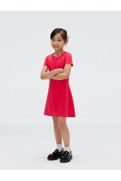 Calvin Klein Calvin Klein Girls Teaberry Punto Embroidery Midi Dress