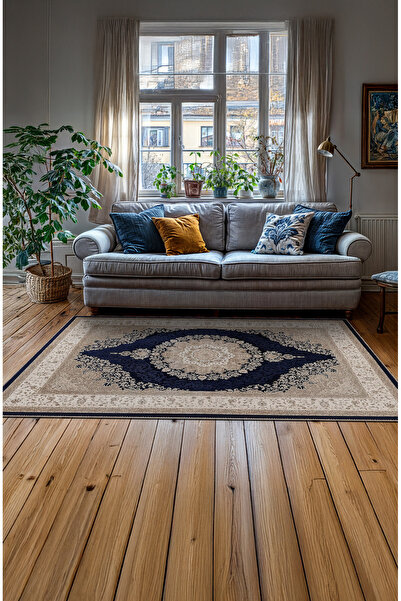 BigArts Home Makinede Yıkanabilir Kaymaz Taban Leke Tutmaz Göbekli Salon Halı...