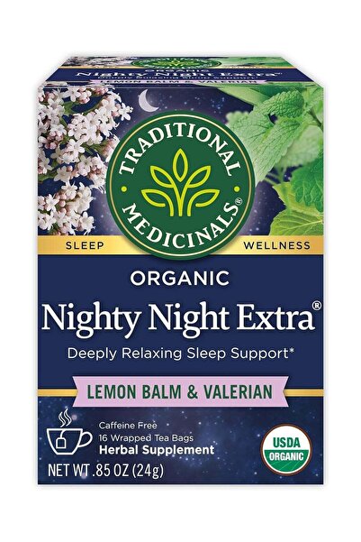 TRADITIONAL MEDICINALS Organic Nighty Night Extra Lemon Balm And Valerian Caf...