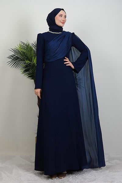 GİYZAMİLA Βραδινό φόρεμα Ayliz Hijab Navy Blue