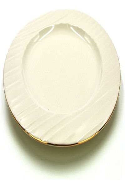 QUALITIER 21 cm Dessert Plate – Elegant Gold & White Porcelain Finish