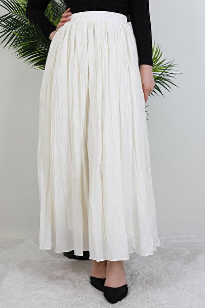 GİYZAMİLA Kraş Voile Skirt Off White